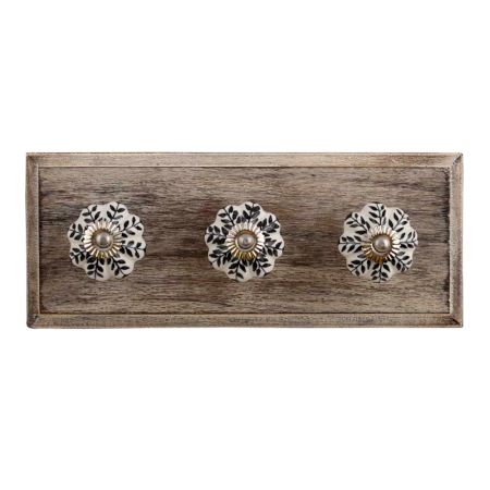 Black Leaf Melon Ceramic Wooden Hooks